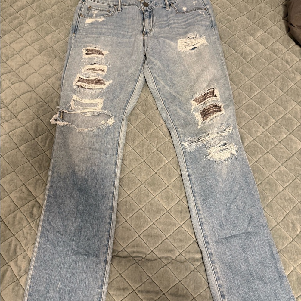 Abercrombie & Fitch Blue Skinny Jeans Distressed Design